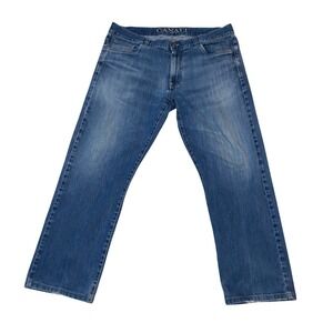 Canali 1934 Mens Blue Straight Leg Jeans Made in Italy Sz 56 IT US 40 Distressed